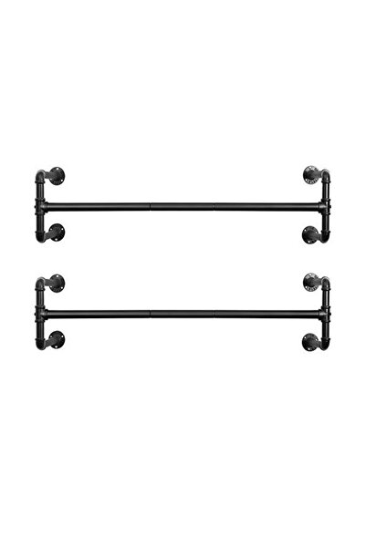 Talis Set 2 sine de haine montaj perete, Songmics, 110 x 30 x 29.3 cm, HSR64BK-02 Negru