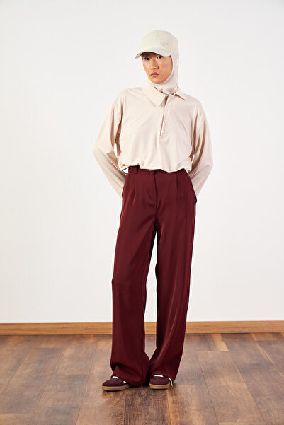 Mevra Palazzo Trousers Burgundy