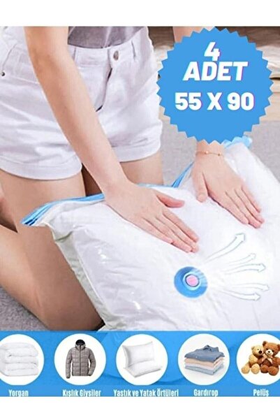 MERT AMBALAJ ÜRÜNLERİ 4Pcs (55*90)Cm Vacuum Bag Quilt Bag Suitcase Organizer Wardrobe Organizer Vacuum Bag