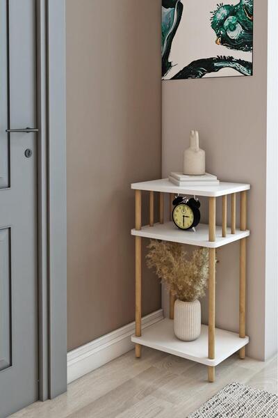 MERVİNG BEYAZ DRESUAR - Raflı- Ahşap- salon Demonte 30X40X78