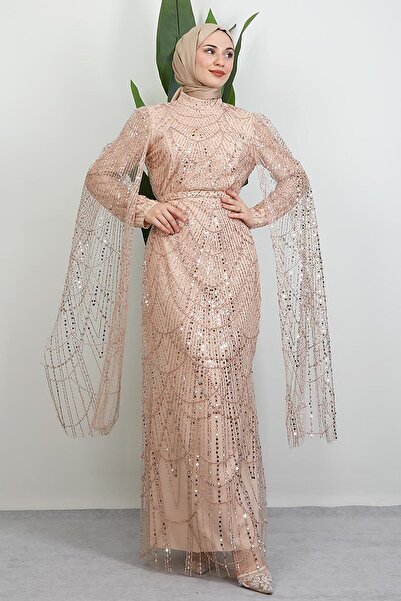 GİYZAMİLA Duru Taşlı Abiye Gold