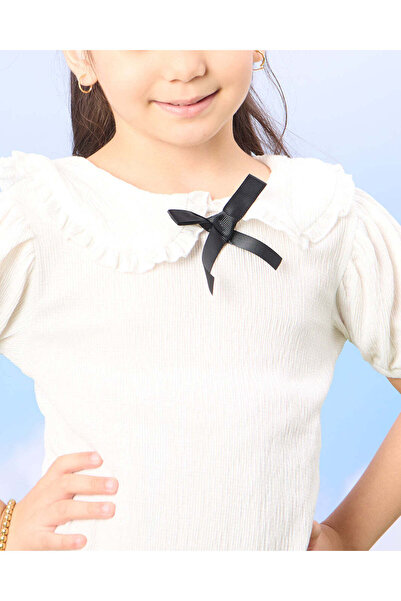 REDTAG Girls White Collared Top