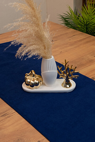 abidehanım Тканина | Оксамитова тканина, солодкий темно-синій бігунок 135 x 40