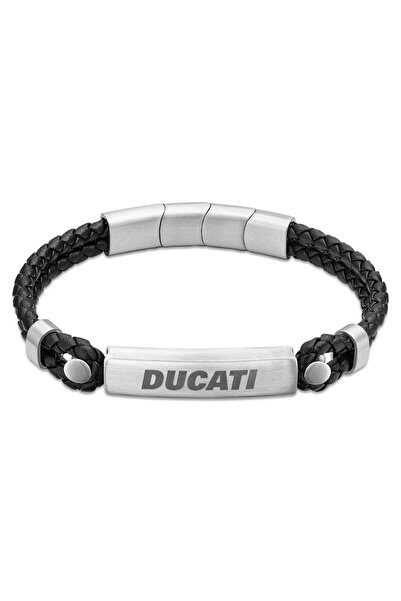 Ducati Corse سوار تريونفو للرجال بحزام جلدي أسود ومشبك مغناطيسي 210 مم