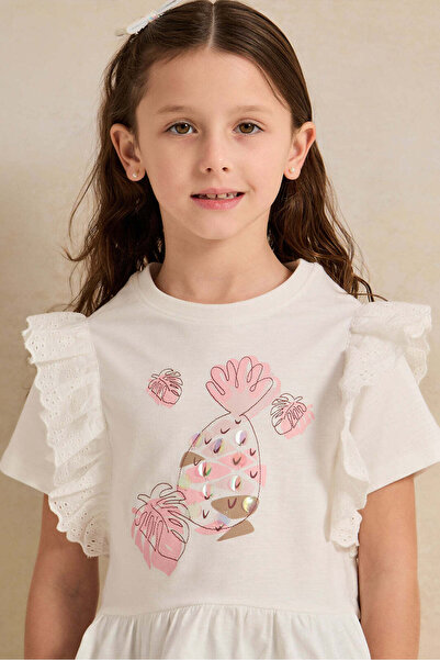 REDTAG Girls White Embellished Top