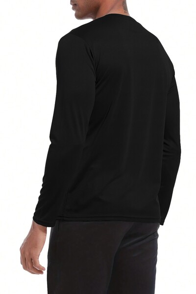 GHASSY CO. Men's 100% Cotton Stretch Fabric Stretch Sports Running Casual Training Long Sleeve Combed Cotton T-Shirt