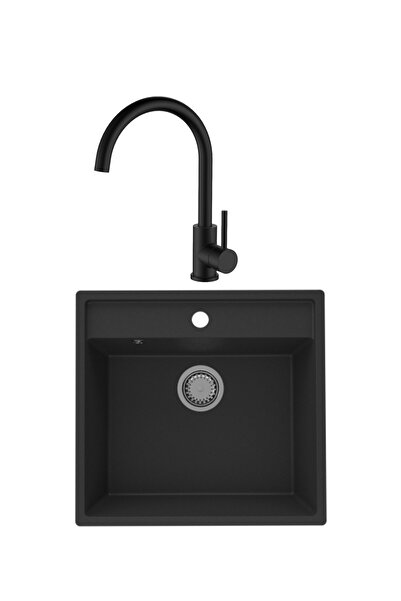 SanDonna CHIUVETA BUCATARIE SELENA NEGRU + BATERIE WALTZ ALFA NEGRU