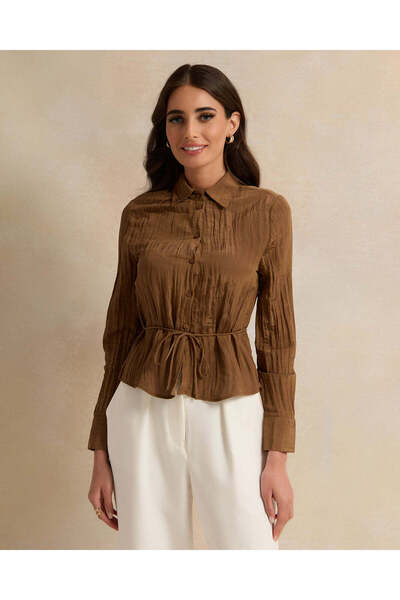 REDTAG Women Brown Collared Blouse