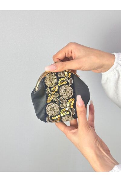 Gönülden Tasarım Ottoman Motif Patterned Leather Women's Wallet 13X12 cm