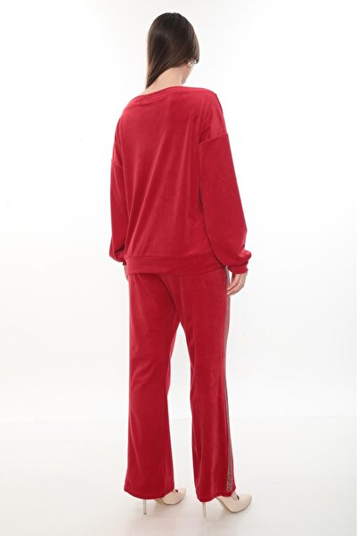 Charlize KAYIK YAKA FRANSIZ KADİFE TAŞLI LÜKS EŞOFMAN TAKIMI