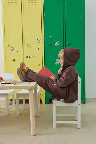 Tics Σετ φούτερ με φερμουάρ - πικρό καφέ