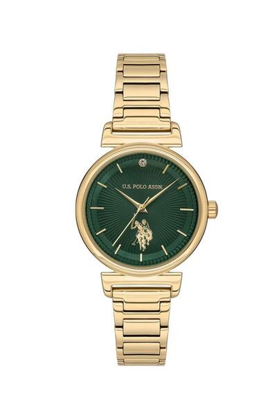 U.S. Polo Assn. Stile 32mm Classic Women's Watch - Green Dial, Gold Stainless...