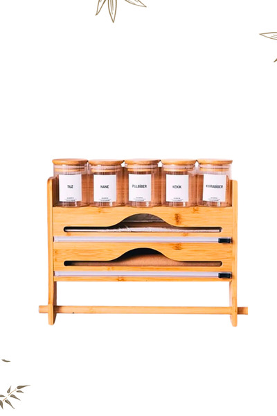 Penthouse Bamboo Stretch and Foil Cutter, Paper Towel Holder, 4 in 1 Bamboo Stretch Cutter