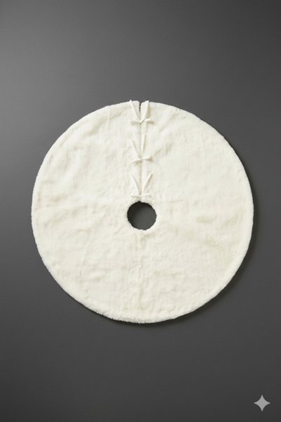KAŞIKBEY Christmas Pine Tree Cover 100 cm Diameter Round White Color under Tree Cover