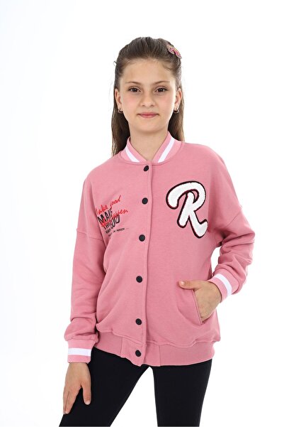 Toontoy Dusty Rose Girls' College Collar Snap Closure Pocket Low Shoulder Emb...