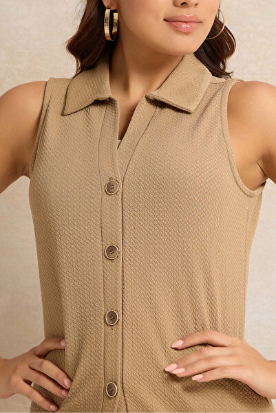REDTAG Women Beige Textured Vest Top