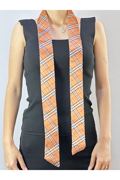 Gönülden Tasarım 144X5 Cm Eșarfă din satin în carouri Accesoriu pentru geantă...