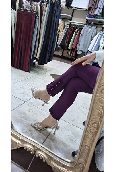 Mintaş Paça dantel detaylı İncili pantolon