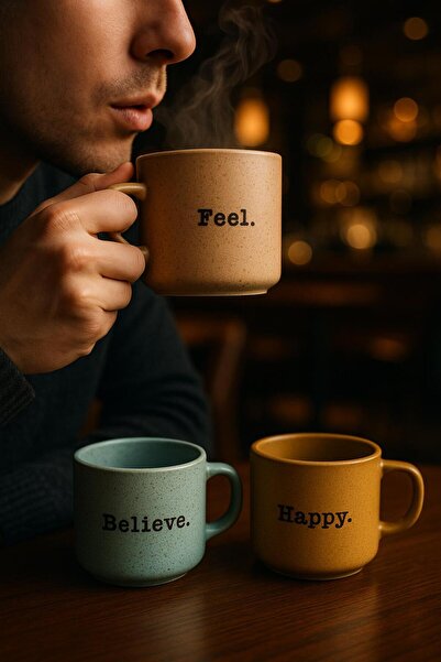 Tutku 3-Piece Porcelain Nescafe & Tea & Coffee Cup