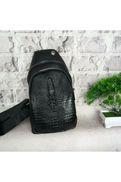 OEM Men's shoulder or chest bag with headphone port, adjustable left/right strap, black, 17 x 31 x 8 cm