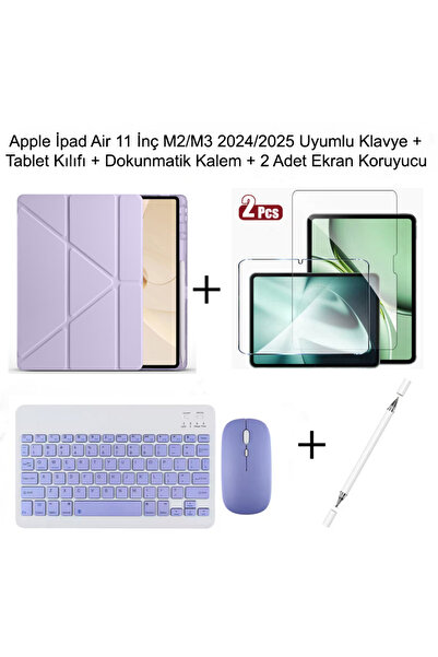 Yesnıce iPad Air 11 M2/M3 2024/2025 Uyumlu Standlı Kılıf Ve Dokunmatik Kalem ...