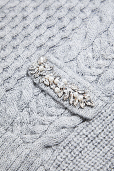 W Collection GRİ MELANJ TAŞLI SÜVETER