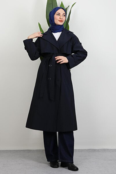 GİYZAMİLA Adal Krinkıl Trenç Μπλε ναυτικό