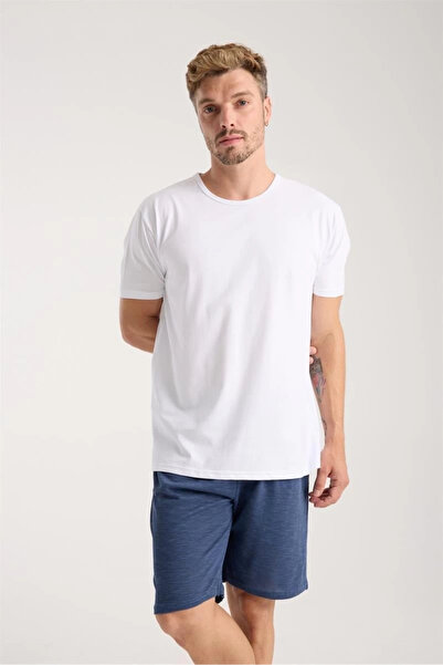 alfa expres Clothing Men's Pocketed Cotton Combed Shorts Navy Blue