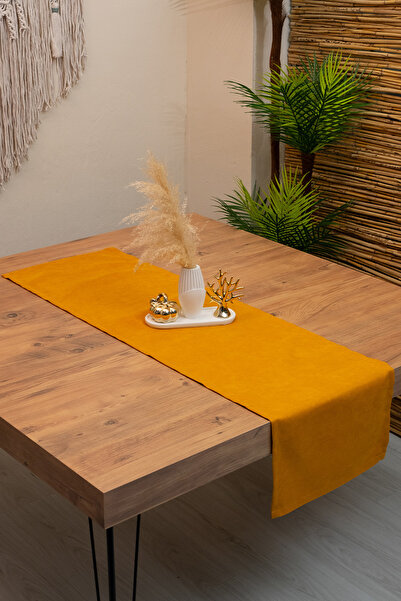 abidehanım Tissue |   Velvet Textured Sweet Mustard Runner 135 X 40