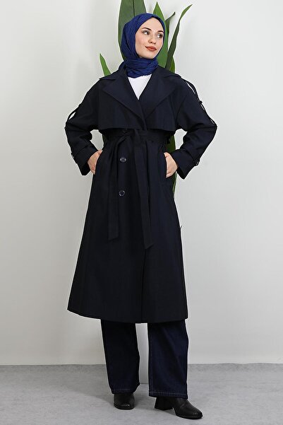 GİYZAMİLA Adal Krinkıl Trenç Μπλε ναυτικό