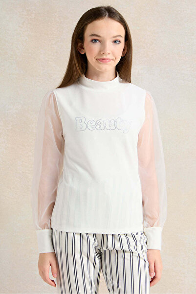 REDTAG Senior White Embellished Long Sleeve Top