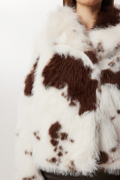 Lovelyİstanbul Μπουφάν από ψεύτικη γούνα με σχέδια ζώων LZH0019 ΚΑΦΕ ΚΑΛΛΟΝΤΙΚΟ