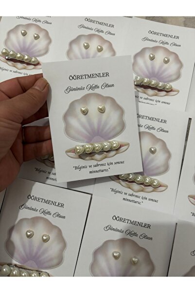 HediyelikAVM Teacher's Day Gift 10 Pieces with Heart-Shaped Pearls and Gelatin