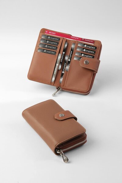 CENGİZ PAKEL Magnetic Medium Size Women's Wallet – 65231L - Tan