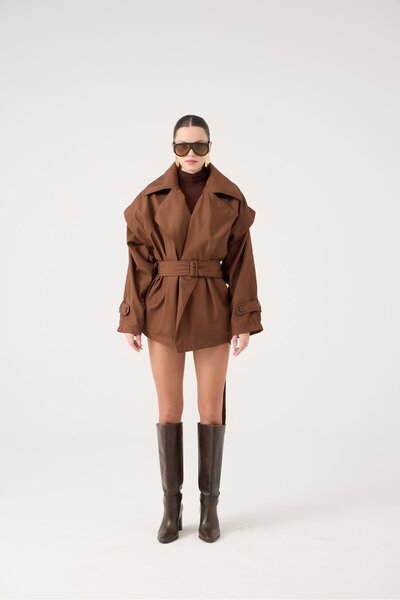 HOLLY LOLLY Оверсайз-крій з поясом Тренчcoat Sara Синій