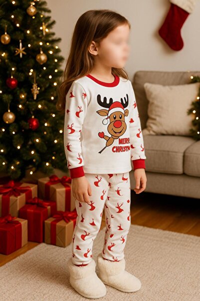 Esterella Set pijamale pentru copii unisex fetita-baiat pentru revelion / set pijama cu tema Craciun