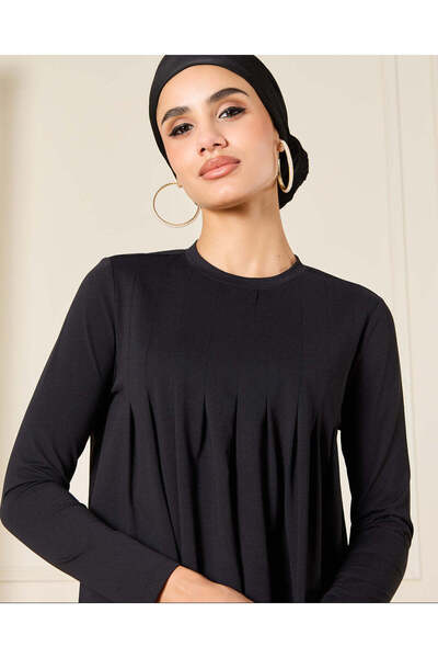 REDTAG Women Black Long sleeve Pleated Detailed Blouse