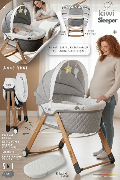 Kiwi Sleeper Portatif Beşik | Sallanır, Katlanır, Taşınabilir Sepet Beşik