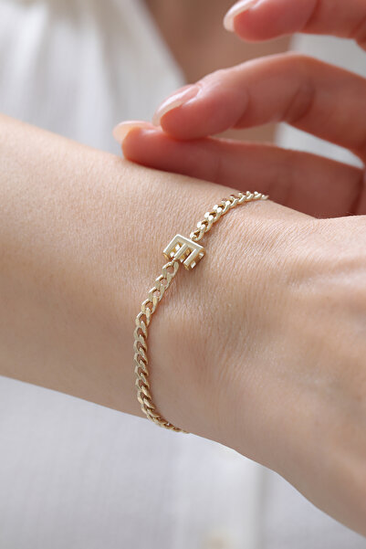 YAVUZ KUYUMCULUK 14 Ayar Altın Kişiselleştirilebilir Gurmet Harf Bileklik