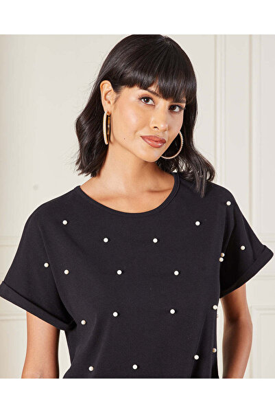 REDTAG Women Black Pearl Jersey Top