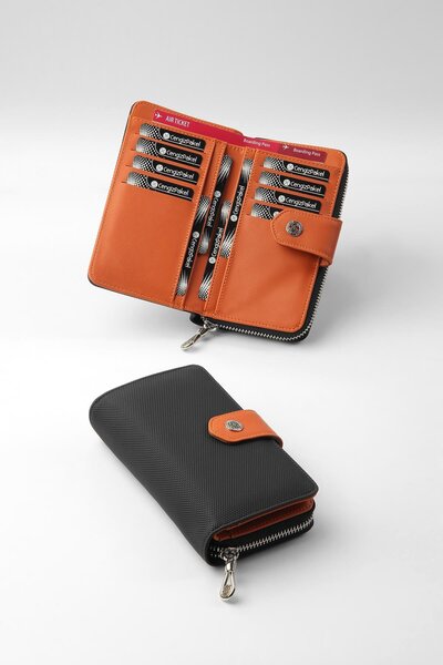 CENGİZ PAKEL Magnetic Medium Size Women's Wallet – 65231L - Black/Tile