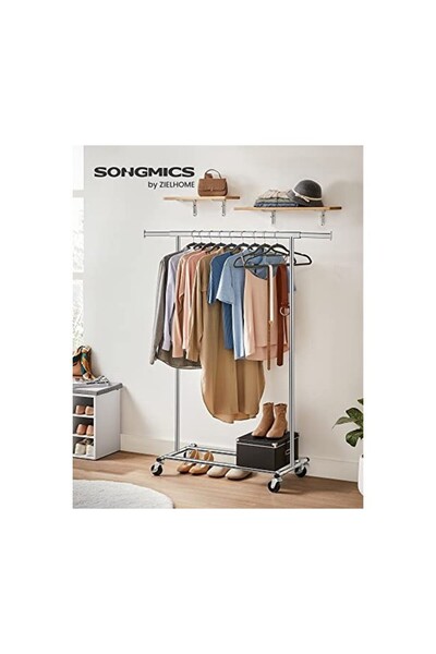 Talis Clothes rack with wheels, Songmics, 90 kg, HSR13S, Silver