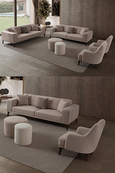 EDSY HOME Regnar 3+3+1+1 Koltuk Takımı Krem