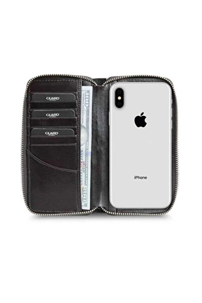 GUARD Texas Printed Brown Zippered Portfolio Wallet