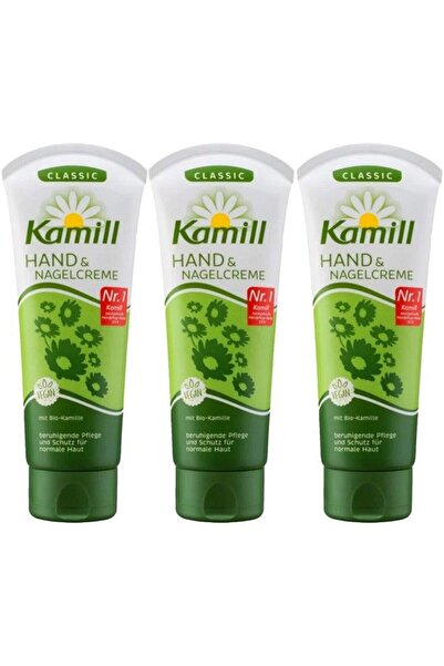 Kamill 3 × 100 مل كريم اليدين والأظافر الكلاسيكي مع البابونج الحيوي والبيسابولول