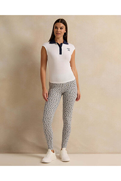 REDTAG Women White Ribbed Collared T-Shirt