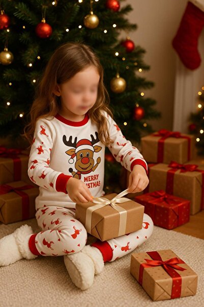 Esterella Set de pijamale unisex pentru copii pentru fetiță și băieți de Anul Nou/set de pijamale de Crăciun