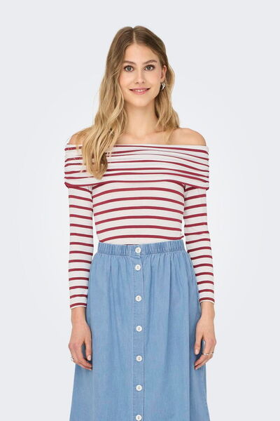 ONLY Жіноча блузка з довгими рукавами та декольте на плечах - Regular Fit, стильна та зручна