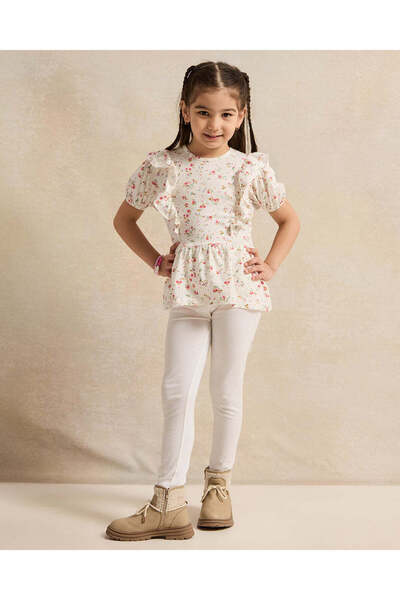 REDTAG Girls Cream Printed Jersey Top