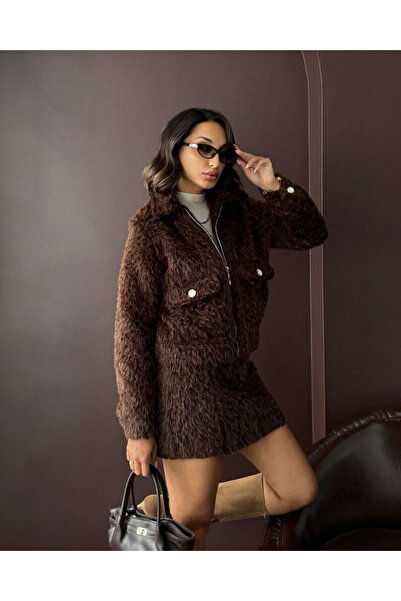Bare & Bold Faux Fur Look Women's Jacket - Dark Brown